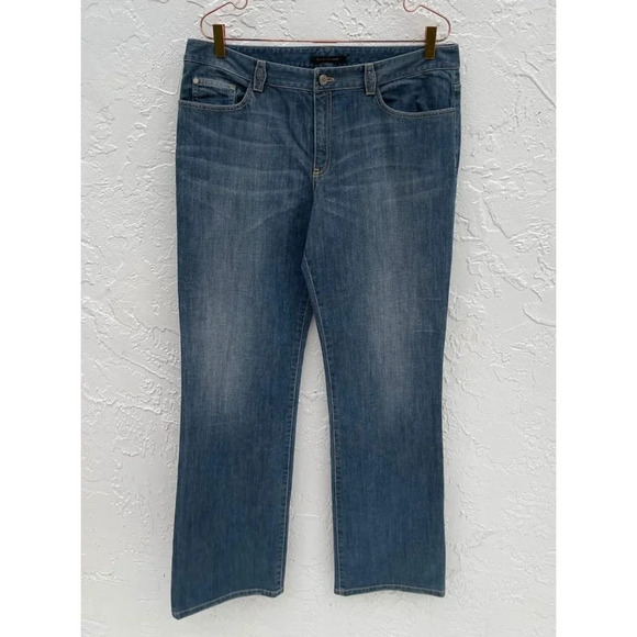 Elie Tahari Womens Mid Rise Bootcut Leg Denim Jeans Blue Sz L/XL - Picture 1 of 13